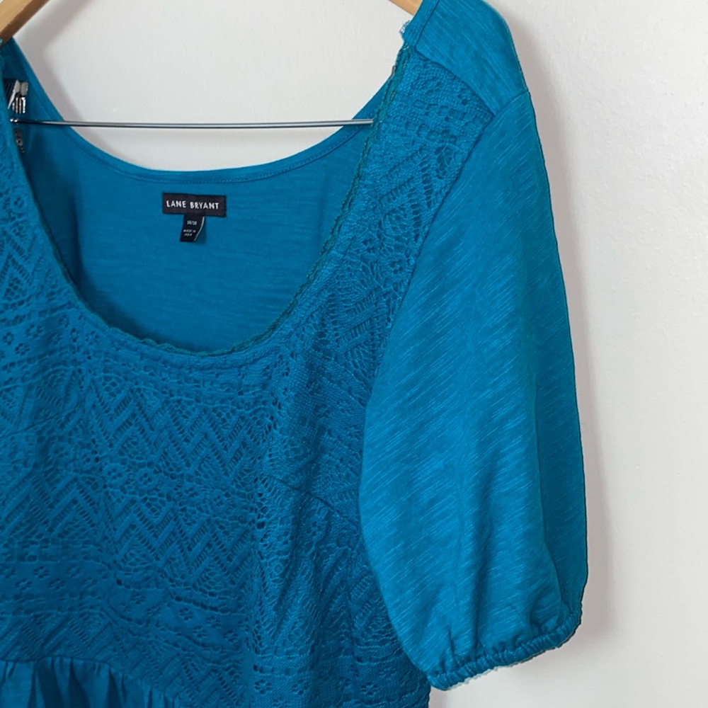 Lane Bryant Classic Short Puff-Sleeve Square-Neck Peplum Shirt Women's 14/16 - Picture 5 of 7